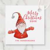 Rood en Wit Schattige Gnome Custom Merry Christmas Bedankjes Labels (Achterkant)