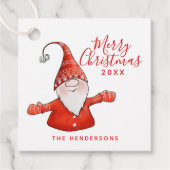 Rood en Wit Schattige Gnome Custom Merry Christmas Bedankjes Labels (Voorkant)