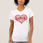 Rood en wit Schattige liefdeshart T-shirt (Voorkant)