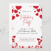 Rood en Wit Schattige Valentijnsdag Party Kaart (Voorkant / Achterkant)