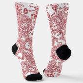 Rood En Wit Schedelpatroon Sokken (Gebogen)