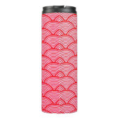 Rood en wit schelp patroon monogram thermosbeker (Achterkant)