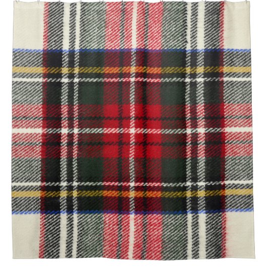Rood en wit Schotse tartan plaid. Douchegordijn (Voorkant)
