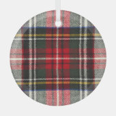 Rood en wit Schotse tartan plaid. Glas Ornament (Voorkant)