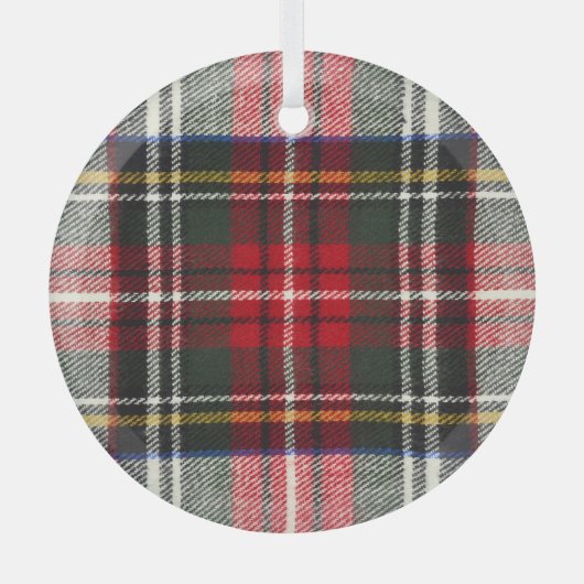 Rood en wit Schotse tartan plaid. Glas Ornament (Voorkant)