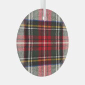 Rood en wit Schotse tartan plaid. Glas Ornament (Voorkant Rechts)