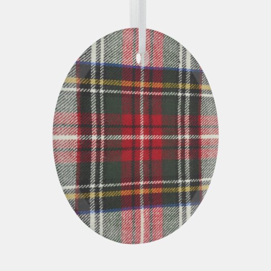 Rood en wit Schotse tartan plaid. Glas Ornament (Voorkant Rechts)