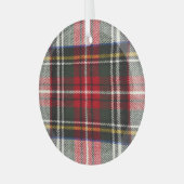 Rood en wit Schotse tartan plaid. Glas Ornament (Voorkant links)