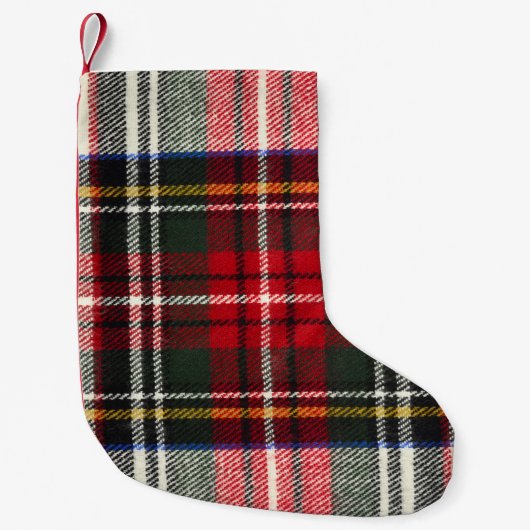 Rood en wit Schotse tartan plaid. Kleine Kerstsok (Voorkant)