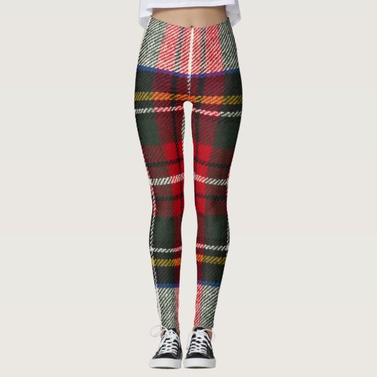 Rood en wit Schotse tartan plaid. Leggings (Voorkant)