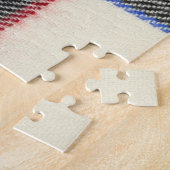 Rood en wit Schotse tartan plaid. Legpuzzel (Zijkant)