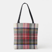 Rood en wit Schotse tartan plaid. Tote Bag (Achterkant)