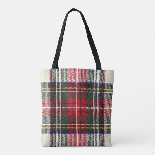 Rood en wit Schotse tartan plaid. Tote Bag (Achterkant)