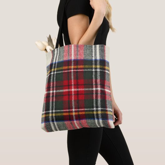 Rood en wit Schotse tartan plaid. Tote Bag (Dichtbij)