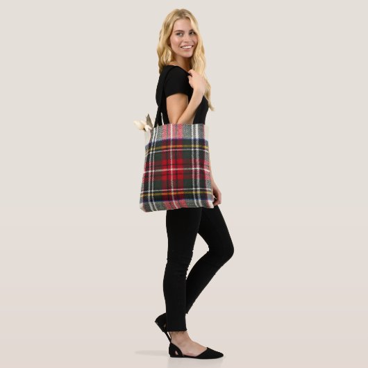 Rood en wit Schotse tartan plaid. Tote Bag (Op model)