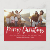 Rood en wit schrift, mooi kerstfeest, multi-foto H Feestdagenkaart (Voorkant)