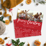 Rood en wit schrift, mooi kerstfeest, multi-foto H Feestdagenkaart<br><div class="desc">Rood en wit schrift smerig kerstmis multi-foto moderne ster die het design barst.</div>