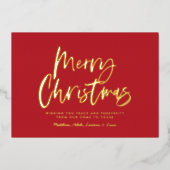 Rood en wit schrift smakelijk kerstfeest zonder fo folie feestdagenkaart (Voorkant)