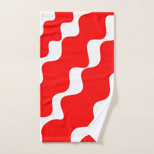 Rood en wit schuin golvenpatroon bad handdoek (Handdoek)