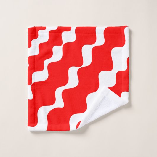 Rood en wit schuin golvenpatroon bad handdoek (Wasdoekje)