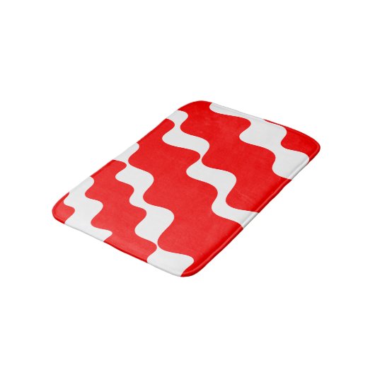 Rood en wit schuin golvenpatroon badmat (Gekanteld)