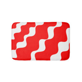 Rood en wit schuin golvenpatroon badmat