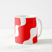 Rood en wit schuin golvenpatroon koffiemok (Voorkant rechts)