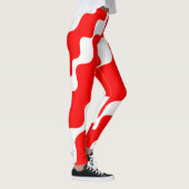Rood en wit schuin golvenpatroon leggings (Rechts)