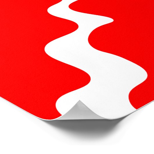 Rood en wit schuin golvenpatroon poster (Hoek)