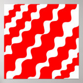Rood en wit schuin golvenpatroon poster (Voorkant)