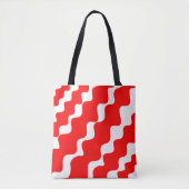 Rood en wit schuin golvenpatroon tote bag (Voorkant)