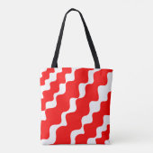 Rood en wit schuin golvenpatroon tote bag (Achterkant)