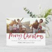 Rood en wit script, veelkleurige kerstfoto feestdagenkaart (Staand voorkant)