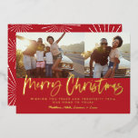Rood en wit script, veelkleurige kerstfoto folie feestdagenkaart<br><div class="desc">Rood en wit schrift smerig kerstmis multi-foto moderne ster die het design barst.</div>