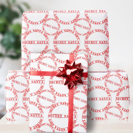 Rood en Wit Secret Santa Cadeaotypography Festief Cadeaupapier