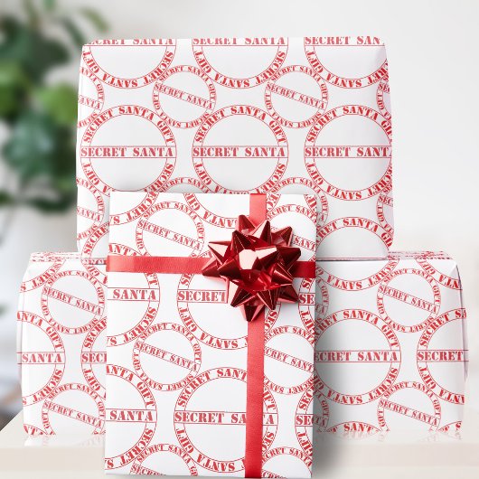 Rood en Wit Secret Santa Cadeaotypography Festief Cadeaupapier