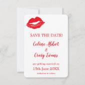 Rood en wit Sexy Lips Leuke bruiloft Save The Date (Voorkant)