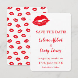 Rood en wit Sexy Lips Leuke bruiloft Save The Date