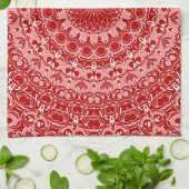 Rood en Wit Sierlijk Mandala Patroon Theedoek (Gevouwen)