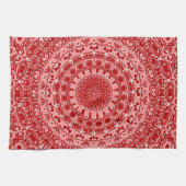 Rood en Wit Sierlijk Mandala Patroon Theedoek (Horizontaal)