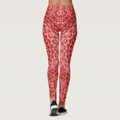 Rood en Wit Siermandala Patroon Leggings (Achterkant)