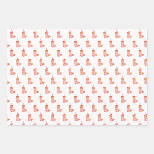 Rood en wit Sinterklaas Kerst inpakpapier (Voorkant 3)