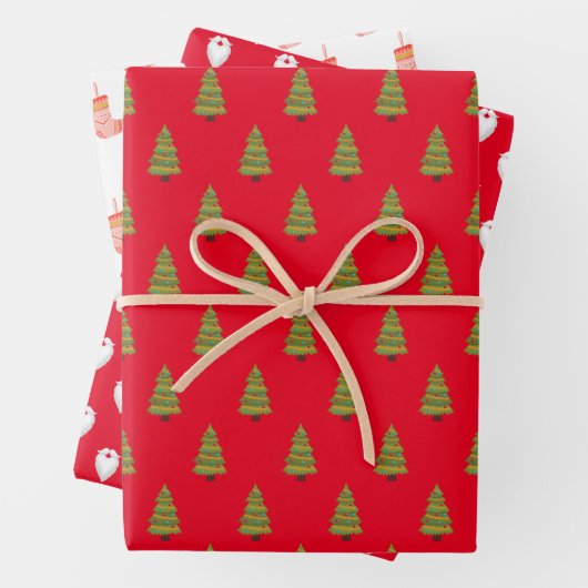 Rood en wit Sinterklaas Kerst inpakpapier (In situ)