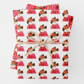 Rood en Wit Sneeuwmanontwerp Inpakpapier Vel (In situ)