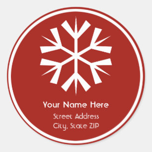 Rood en Wit Sneeuwvlok Adres Label Sticker