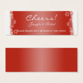 Rood en Wit Sneeuwvlok Bruiloft Drink Tickets Mini Visitekaartjes (Voorkant /achterkant)