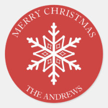 Rood en wit Sneeuwvlok Kerstmis Envelop Seal