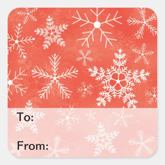 Rood en Wit Sneeuwvlok Patroon Gift Labels (Voorkant)