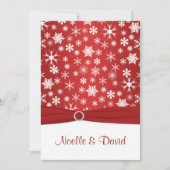 Rood en Wit Sneeuwvlokken Bruiloft Uitnodiging 2 (Voorkant)