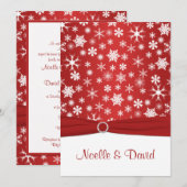 Rood en Wit Sneeuwvlokken Bruiloft Uitnodiging 2 (Voorkant / Achterkant)